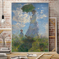 Ręcznie malowana kobieta z parasolem obrazy na płótnie Claude'a Moneta impresjonistyczne płótno artystyczne na dekoracje ścienne do domu