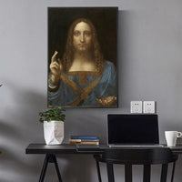 Mane Pentrita Salvator Mundi Mura Arto Kanvaso Oleo Pentraĵoj Leonardo Da Vinci Fama Kanvaso