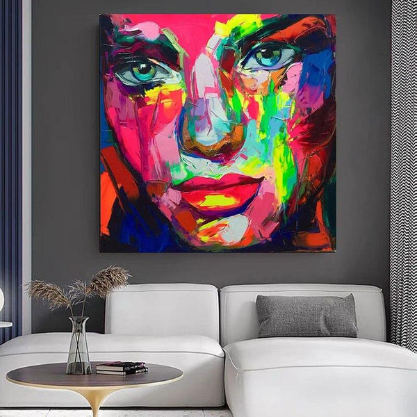 Hand Painted Modern Francoise Nielly Palette Knife Portrait Face Oil Painting Character Figure Canvas Wall Art