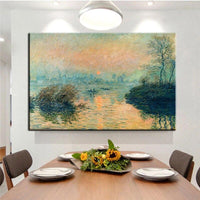 Håndmalet Monet Sunset Woods Creek Sunshine Canvas Oliemalerier Værelse Vægkunst Maleri Abstrakt Decoratio