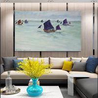 手描きのモネ漁船プールヴィル 1882 抽象的な海の景色油絵芸術装飾