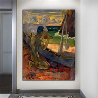 Hand Painted Oil Painting Paul Gauguin The Poor Fisherman Figure Landscape Nordic Abstract Retro Wall Art