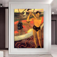 Hand Painted Paul Gauguin Oil Painting Axe Man Retro Classic Abstracts Aisle Decor