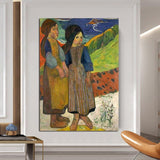 Hand Painted Oil Painting Gauguin The Breton Girl by the Sea for Home