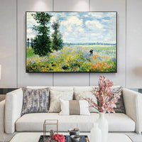 Peintures à l'huile de paysage de champ de coquelicots de Claude Monet peintes à la main, Art mural impressionniste
