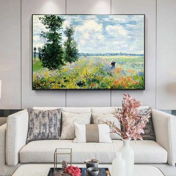 Hand Painted Claude Monet Poppy Field Landscape Oil Paintings Impressionist Wall Art
