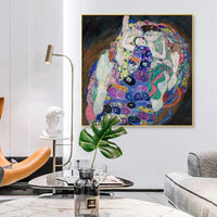 Hand Painted Classic Gustav Klimt Girl Abstract Oil Painting on Canvas Modern Arts Room Decoration