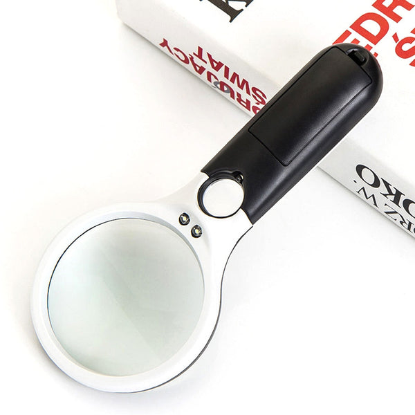 Illuminated Magnifier Reading Glasses Handheld Magnifying Glass with LED Light 3x/45x Zoom Magnifying Glass