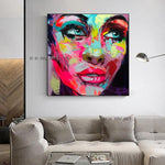 Handgemoolt Francoise Nielly Style Canvas Painting Palette Messer Face Wall Art