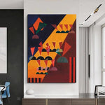 Pintura a l'oli abstracta sobre tela del museu de l'exposició Wassily Kandinsky pintada a mà Fons modern