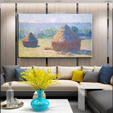 Pintat a mà Claude Monet Straw Ricks Finals d'estiu Impressió de Giverny Paisatge famós Pintura a l'oli Sala d'art