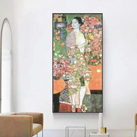 Кол менен боёлгон Густав Климт жапон бийчи май живописи Wall Art Canvas Decorative Home