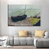 Hand Painted Monet Famous Boats on the Beach 1885 Modern Abstract Landscape Wall Art Painting