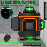 4D 16 Line Laser Level Self-Leveling 360 Horizontal and Vertical Cross Measure Tool Powerful Construction Laser Level Instrument
