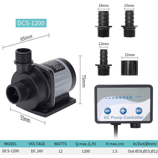 12-30W Aquarium Submersible Pump 100-240V Inverter Water Tank Pump Flow Adjustable Mute Energy Saving Pump 1200-4000L/H