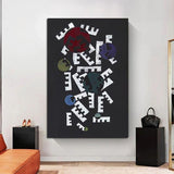 אבסטרקט מצוייר ביד Wassily Kandinsky אותיות שחורות בד חדר אמנות קיר