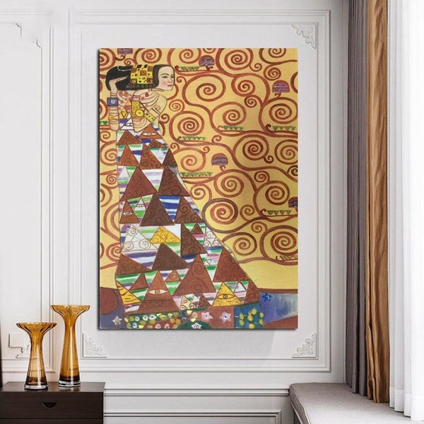 Hand Painted Classic Gustav Klimt Looking forward to Abstract Oil Painting Arts