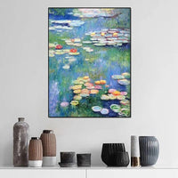 Pintura al óleo de Monet famosa pintada a mano, lienzo de lirio de agua, pinturas decorativas modernas para pared del hogar