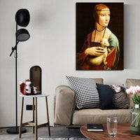 Dipinti ad olio dipinti a mano Da Vinci Famosa donna ermellino Arte da parete su tela per la casa