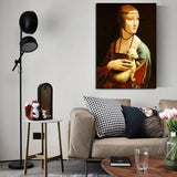Ръчно рисувани картини с маслени бои Da Vinci Famous Hermeline Woman Canvas Wall Art for Home