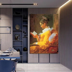 Peintures à l'huile Vintage classiques peintes à la main, Da Vinci, célèbre fille de lecture, Art mural pour la maison