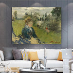 Claude Monet air a pheantadh le làimh aig Meadow Vetheuil 1881 Dealbh Ola Ealain