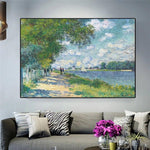 Hand Painted Impressionism Claude Monet The Seine At Argenteuil Oil Painting Wall Art for