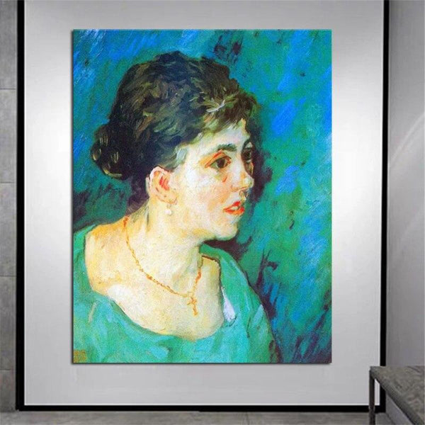 Hand Painted Van Gogh Oil Paintings Woman in Blue Abstract Canvas Art Wall House Decor Murals