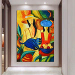 Pittura astratta dipinta a mano su tela in stile Picasso, opera d'arte da parete per pittura a olio