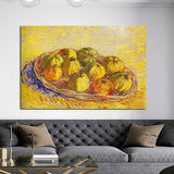 Hand Painted Van Gogh Still Life and Basket of Apples Famous Oil Painting Canvas Wall Art Decoration