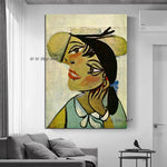 رسمت باليد بابلو بيكاسو المرأة المبتسمة الشهيرة قماش الفن الغربي ديكور جدار الفن الحديث