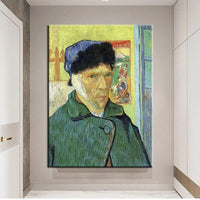 Man Pentrita Van Gogh Memportreto kun oreloj fortranĉitaj Impreso Karaktero Mura Arto