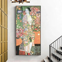 በእጅ የተቀባ ጉስታቭ Klimt የጃፓን ዳንሰኛ የዘይት ሥዕሎች የግድግዳ ጥበብ ሸራ ጌጣጌጥ ቤት