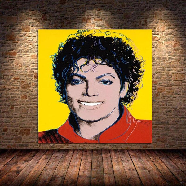 Hand Painted Andy Warhol Michael Jackson Oil Painting Figure Abstract Art Canvass