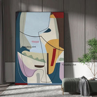 Pinturas al óleo abstractas pintadas a mano, lienzo artístico para pared, carteles de línea de figura de Picasso modernos, decoración mural para el hogar