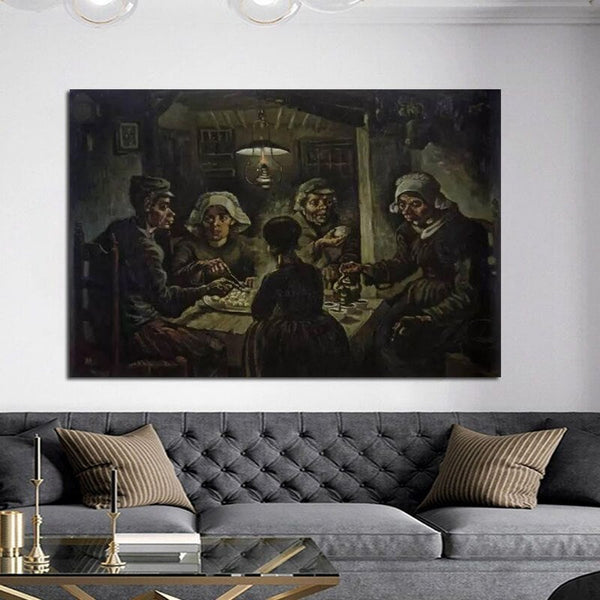 Hand Painted Van Gogh Famous Oil Painting Potato Eater Canvas Wall Art Decoration