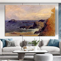 Hand Painted Oil Painting Paul Gauguin Sea Rock Nordic Landscape Abstract Retro