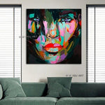 Modern Francoise Nielly Style Canvas Painting Palette Knife Face Wall Art
