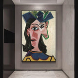 لوحات زيتية مرسومة يدويًا لتمثال بيكاسو لامرأة ترتدي قبعة (دورا) فن جدار قماش تجريدي