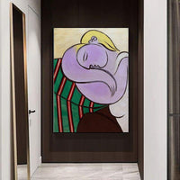 Picasso – femme aux cheveux jaunes, peinte à la main, figures abstraites, peintures à l'huile, toile d'art murale