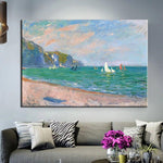 Hand Painted Modern Abstract Landscape Wall Art Famous Monet The Coast of St. Datres Canvas Painting Nordic Room Decorative