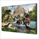 Jurassic Dschungel Dinosaurier Vögel Malerei Wandbild Wohnzimmer MIT RAHMEN HQ Leinwanddruck