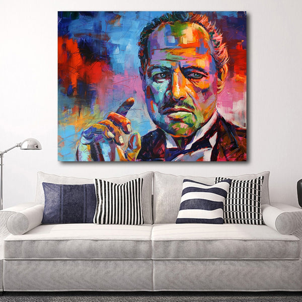 Kids Room Figure Painting Colorful Godfather Modern Canvas Art Wall Pictures HQ Canvas Print