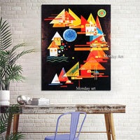 Famous Abstract Hand Painted Kandinsky Geometric Canvas Painting Wall Art