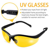چراغ قوه UV تشخیص ادرار حیوانات خانگی 100 LED چراغ قوه UV با عینک آفتابی آشکارساز حرفه ای لکه ادرار سگ ها حیوانات خانگی