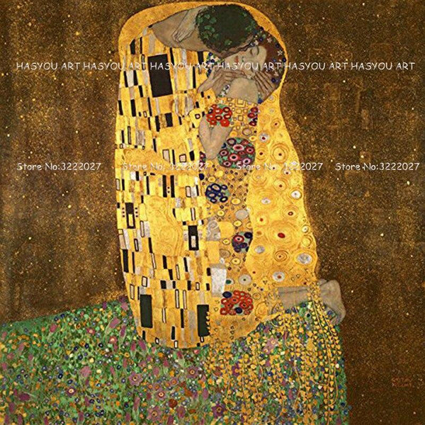 Hand Painted canvas Painting Klimt Kiss Love Face Palette oil painting wall art picture home decor decoracion