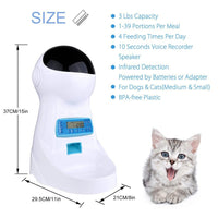 3L Futterspender für Katzen und Hunde, automatisch mit Sprachaufzeichnung, Haustierfutternapf für Katzen, Hunde, Welpen, LCD-Bildschirm, 4-mal am Tag