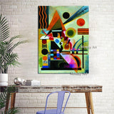 Famous Abstract Hand Painted Kandinsky Geometric Canvas Painting Wall Art