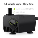 Ultratyst mini dränkbar vattenpump för akvariumdamm Fish Tank 300L/H IPX8 dränkbar vattenpump med sugkopp