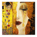 El Boyalı Yağlıboya Tuval Reprodüksiyonları Altın Gözyaşları Gustav Klimt tarafından Yatak Odası için El Boyalı Tablo